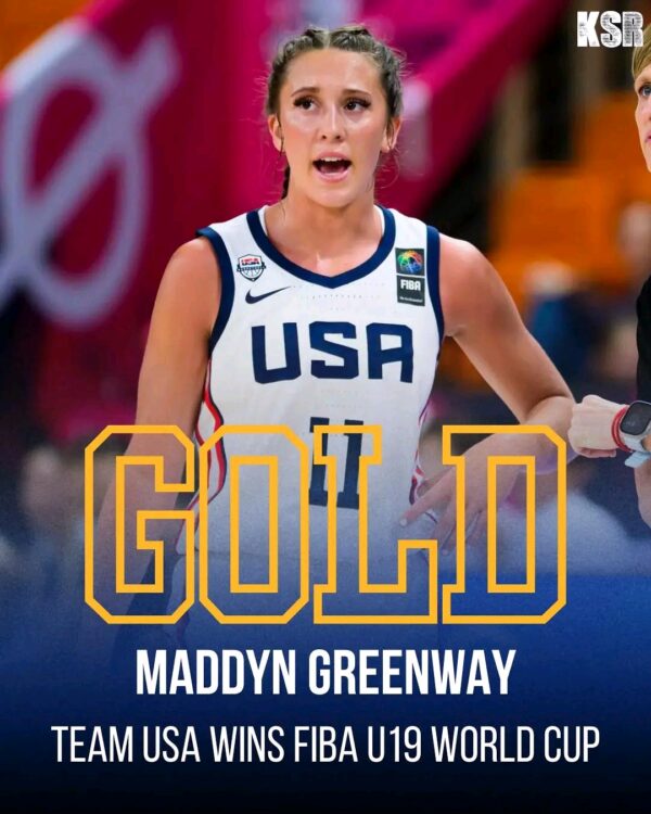 ✅ Five-star Kentucky WBB commit ✅ Top 10 prospect in the 2026 class ✅ Gold medalist 🥇  Maddyn Greenway and Team USA beat Australia 88-76 to win the FIBA U19 World Cup!
